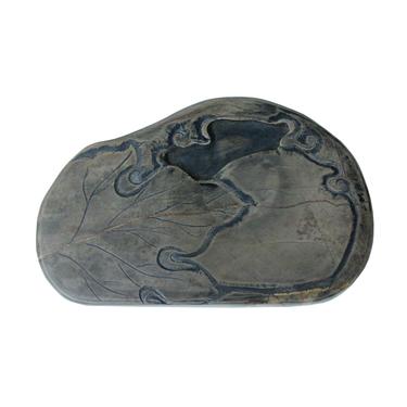 Chinese Oval Lotus Leaf Motif Ink Stone Dip Ink Well Pad ws1335E 