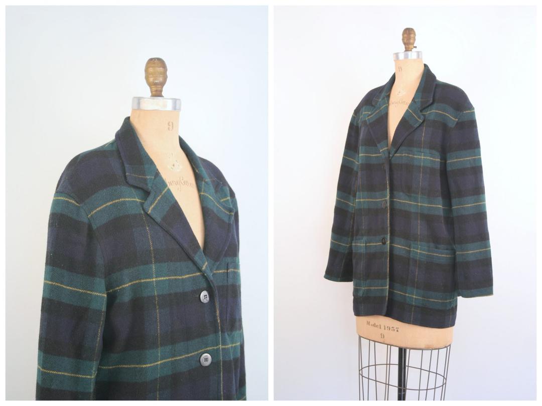 80s plaid tartan blazer - wool plaid jacket/ 80s school | Age of Mint ...