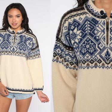 Dale of Norway Sweater Olympic Norwegian Wool Sweater Y2K Sweater Boho Nordic Ski Knit Retro Fair Isle Sweater Pullover Cream Medium 