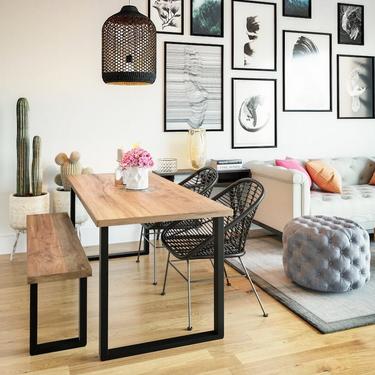 Reclaimed Wood &amp; Metal Dining Table 