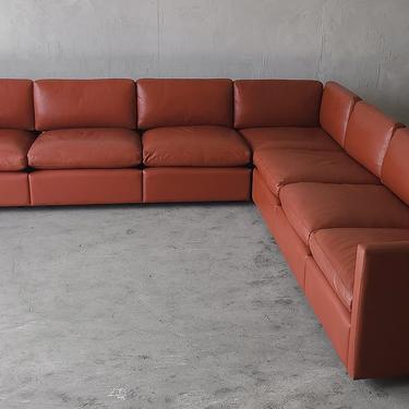 Charles Pfister for Knoll Vintage Leather Sectional Sofa 