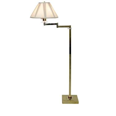 Mid Century Modern Lucite & Brass Swing Arm Articulating Floor Lamp 1970s 