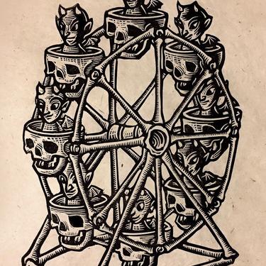 Devil Wheel Block Print 