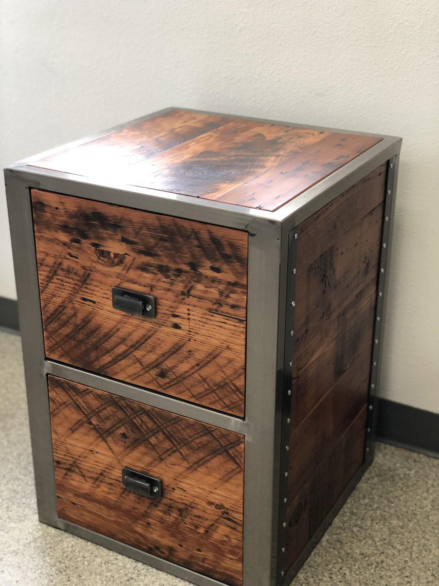 Reclaimed wood cabinet. Industrial file cabinet. Pencil drawer unit