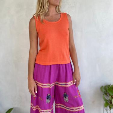 90s Vintage St John Peachy Orange Knit Tank Top - Perfect Peach Summer Shirt - Couture Blouse 