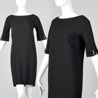 Small Tom Ford Gucci Black Shift Dress Classic Black Dress Gold Link Buttons Shift Style Timeless 1990s 90s Vintage 