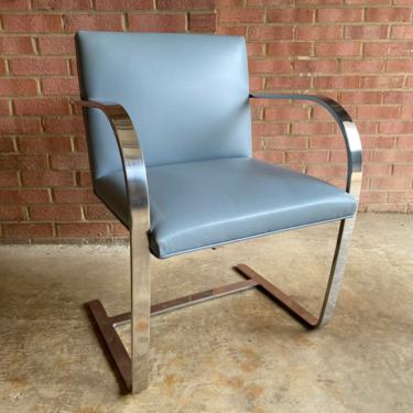 Authentic Knoll BRNO Chair with Flat Bar Light Blue Leather 