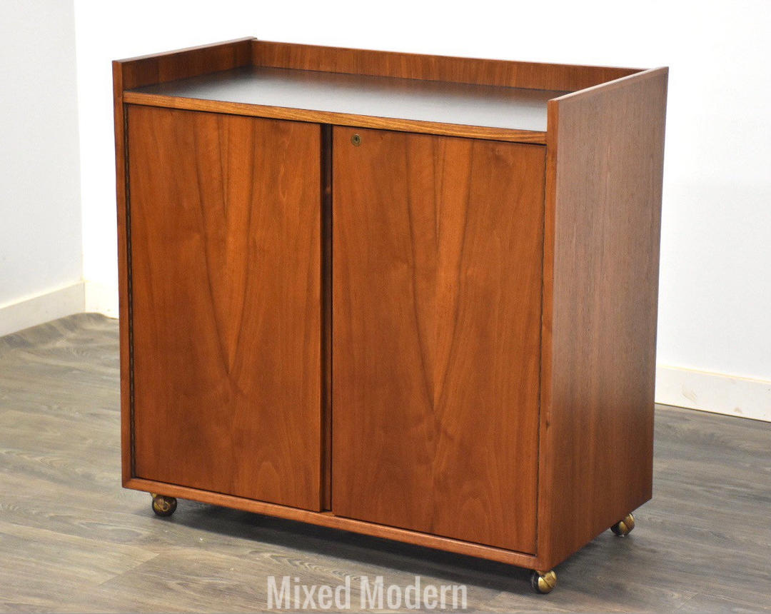 Walnut Mid Century Bar Cart Mixed Modern Nashua, NH