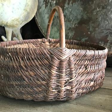 Rustic French Gathering Basket, Garden, Harvest, Market, Flowers, Farmhouse, Farm Table Centerpiece 