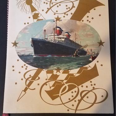 Vintage 1950s Ship Liner Dinner Menu 