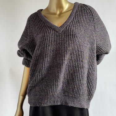 Boxy Oversized Sweater Purple with Colorful Confetti fits M - XL 