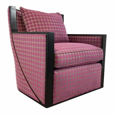 Hickory White Modern Pink and Gray Geometric Swivel Maxwell Club Chair