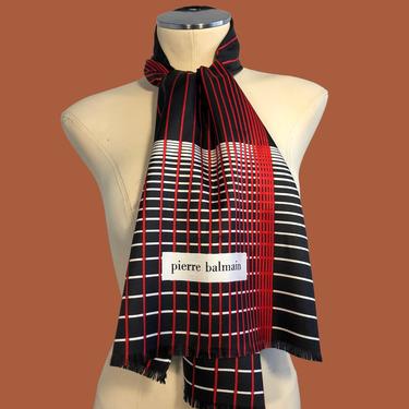 PIERRE BALMAIN 70s Scarf | 1970s Silk Designer Scarf  | Made In Italy | Neck Scarf 51" x 15" 
