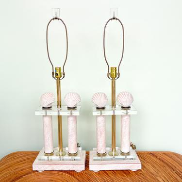 Pair of Hollywood Regency Style Shell Lamps