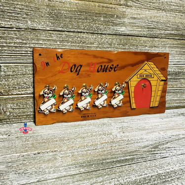 Vintage In The Dog House Sign, Family Humor Sign, 1950s Dog Family Sign, Family Dog House Wooden Wall Plaque, Funny Gift, Vintage Decor 