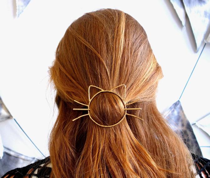 Cat Hair Pin Bun Holder Whiskers Hair Slide By