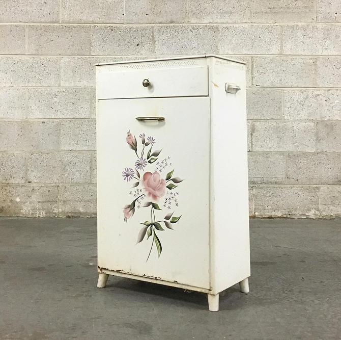 Vintage Hamper Retro 1960s White Metal Clothes Hamper by Detecto + Retrospect Vintage