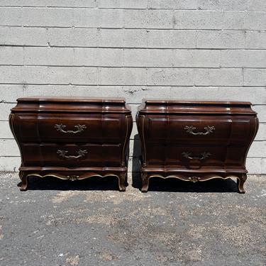 Pair of French Nightstands Beside Wood Tables Karges Provincial Bombe Rococo Baroque Chest Storage Furniture Bedroom CUSTOM PAINT AVAIL 