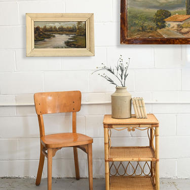 vintage french bamboo and rattan side table