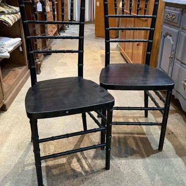 Black painted ballroom chairs. 6 available 16.5” x 16.5” x 36” seat height 17”