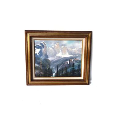 Canadian Rockies Rogers Pass Oil Painting by John Greco Fine Art Framed Signed and Dated 1985 