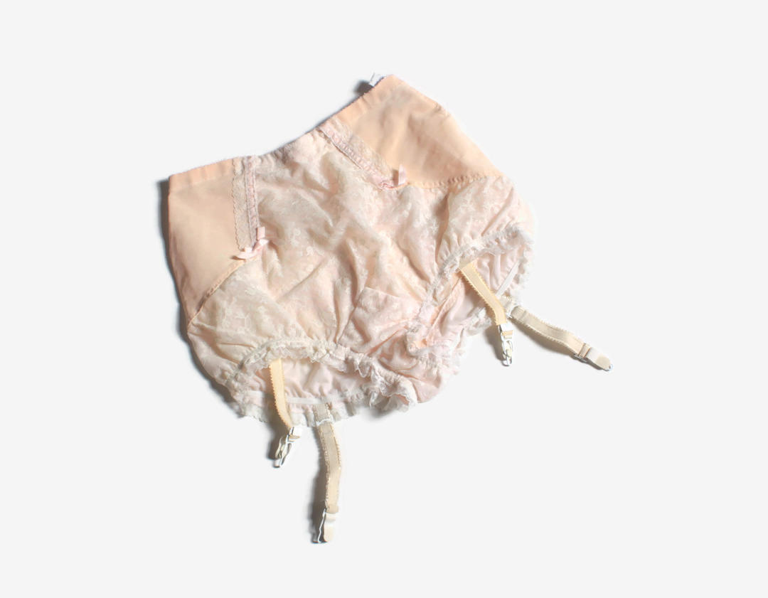 Vintage 60s PUCCI Girdle with Garters / 1960s Frilly Peach Lace Panties