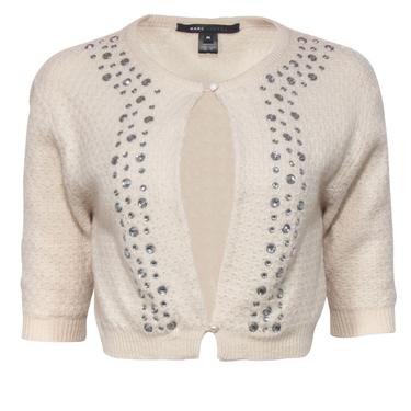 Marc Jacobs - Beige Cropped Wool Cardigan w/ Rhinestone Embellishments Sz M