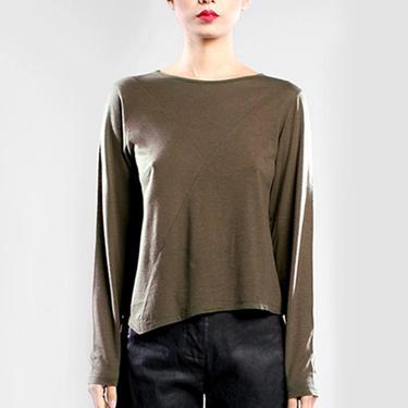 Asymmetric Long Sleeve T-Shirt in HAZEL or BLACK