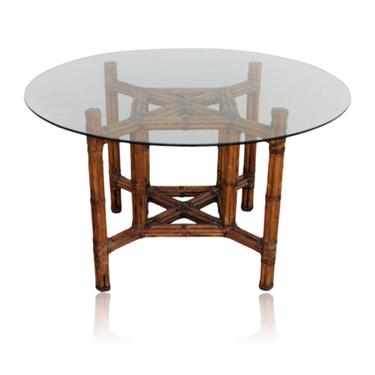 McGuire Organic Modern Style Round Bamboo Dining Table with X-Base 