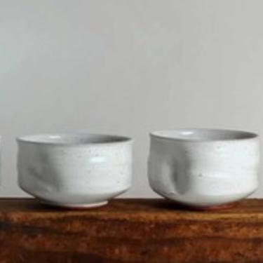 Brown Stoneware Teabowl with White Glaze