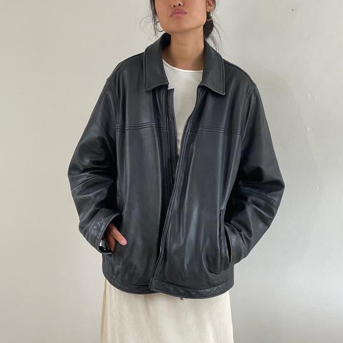 90s Oversized Leather Jacket, Vintage Leather Jacket, Oversized