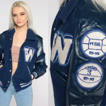 80s Letterman Jacket 1989 Jacket WOOL Varsity Jacket Kim Baseball Jacket Bomber Jacket 1980s Blue Coat Sports Vintage Medium 