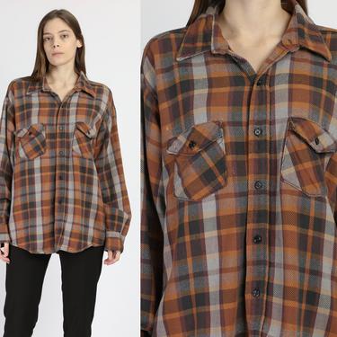 70s Plaid Cotton Flannel Workwear Shirt - Men's | Flying Apple
