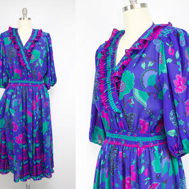 Vintage 80's rufle dress size M for factory susan freis