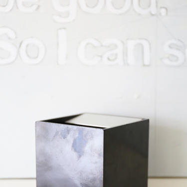 Early Large Black Bruno Munari Cubo Ashtray by Danese 