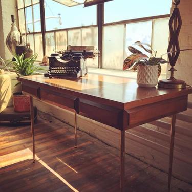 Brass-Legged Mid Century Desk