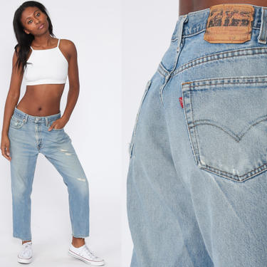 LEVI'S High Waisted Straight Ripped Jean Blue