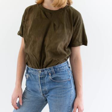 Irregular Vintage Brown Spotted Crew T-Shirt | Cotton Crewneck Tee | M | BT56 
