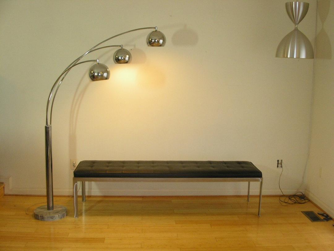 Danish Modern Castiglioni Sonneman Style 3 Arm Vintage Chrome