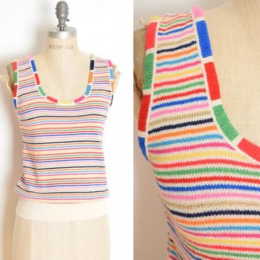 vintage 80s sweater tank top colorful rainbow stripe Antonella Preeve shirt XS S clothing 