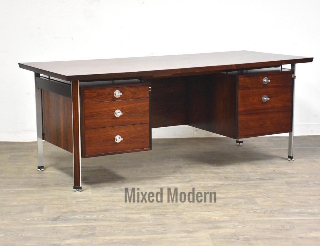 Rosewood & Aluminum Technocrat Desk by Finn Juhl Mixed Modern