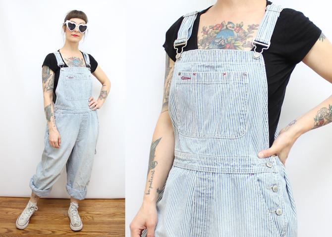 90’s Black and White Pinstripe Slouchy Overalls by Breakin Hearts