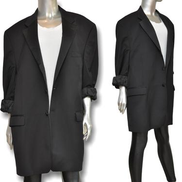 Vintage Ralph Lauren Womens Oversized Black  Tuxedo Blazer Loose Fit Boyfriend Jacket 