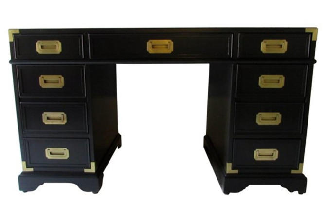 Campaign Desk Finished In Black Brass Hardware 1 To Customize