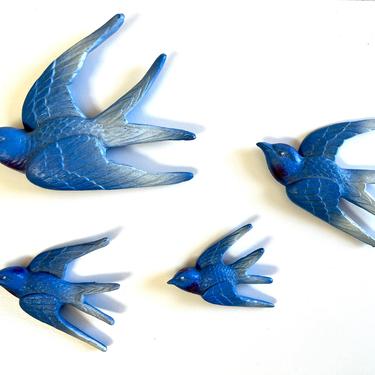 Vintage Blue Flying Swallow Birds Wall Hangings 