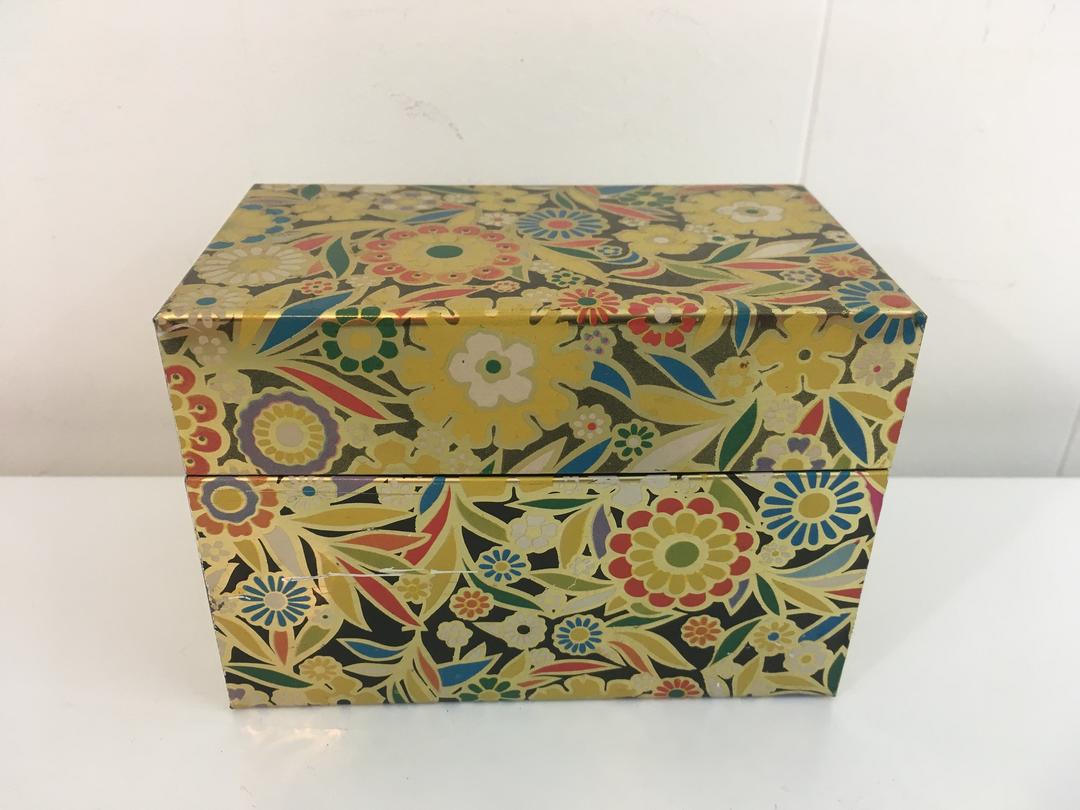 Vintage Psychedelic Mod Flower Recipe Box J. Chein Co. Metal