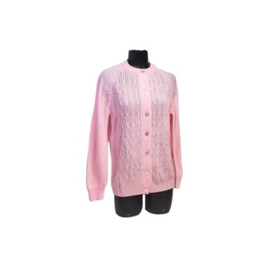 Vintage Woolworths Cardigan Sweater, 1970s Bubblegum Pink, 100% Acrylic, Preppy Woolco Stroller Button Front Sweater, NOS, Vintage Clothing 