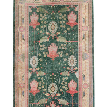 Vintage 12’6.5&amp;quot; x 20'8.5&amp;quot; Oushak Hand Knotted Rug Mansion Size Wool Allover Floral Soft Colors Rug - 1990s 