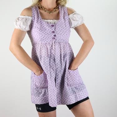 Vintage Handmade Smock / 70's Sleeveless Top / Pastel Floral Blouse / Small 