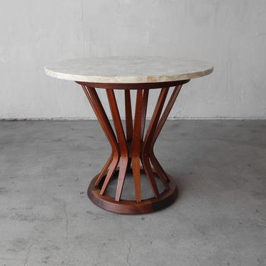Mid Century Walnut and Marble Sheaf of Wheat Table by Edward Wormley 
